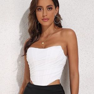 NWT Modegal Women's Vintage Strapless Open Back Boned Mesh Bustier